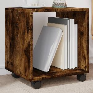 vidaXL Подвижен шкаф, опушен дъб, 37x33x42, 5 см, инженерно дърво (853132)