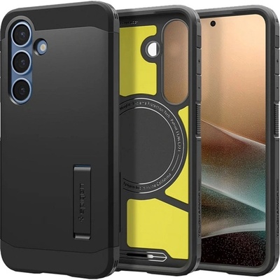 Samsung S25 SPIGEN TOUGH ARMOR MAG пластмасов протектор за телефон, устойчив на удар, MagSafe, ЧЕРЕН ACS09008 (ACS09008)