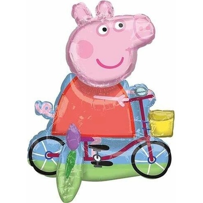 Stojící balonek Prasátko Peppa na kole 55 x 45 cm