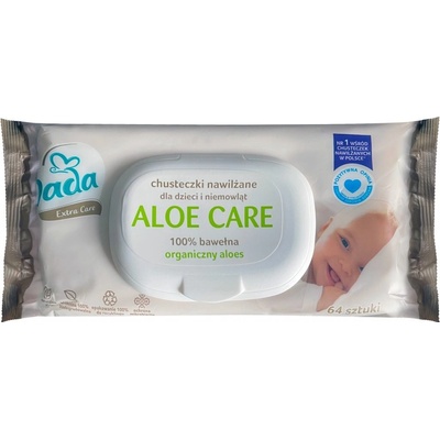 DADA Obrúsky vlhčené bavlnené Extra Care, Aloe vera 64 ks