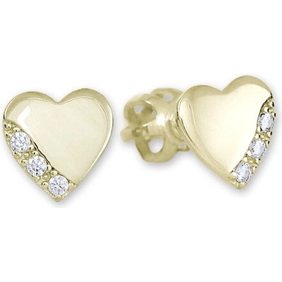 Soliter Zlaté náušnice Srdiečka s kryštálmi 239 001 01071