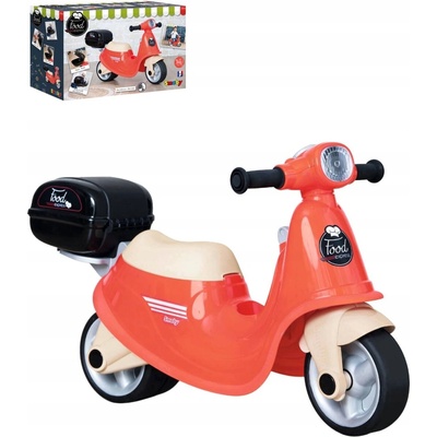 Donáška Jedla Scooter Ride-On Food Express Smoby s uzamykatelným kufrem a tichá gumová kola