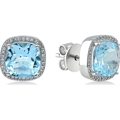 Lillian Vassago zlaté náušnice s modrým topásom a briliantmi LLV59-DER002WBT