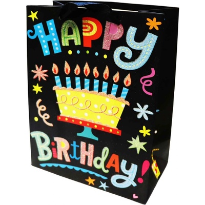 Dárková taška Happy Birthday černá 23*18cm