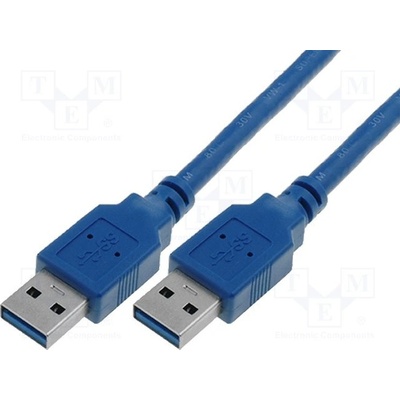 VCom CU303-030-PB USB 3.0, USB A vidlice, z obou stran, niklovaný, 3m, modrý
