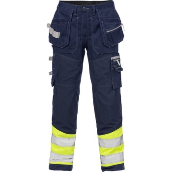 Fristads Výstražné pracovné nohavice 2127 CYD Fluorescenčná žltá Námornícka modrá