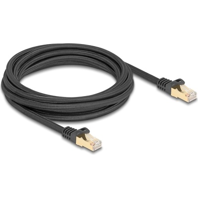 Delock RJ45 мрежов кабел с плетена обвивка Cat. 6A S/FTP мъжки към мъжки 3 m черен