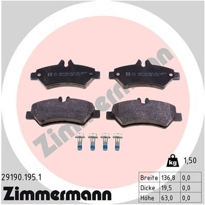 Sada brzdových destiček, kotoučová brzda ZIMMERMANN 29190.195.1 (291901951)