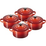 Le Creuset Съдове за печене и сервиране Mini Cocotte 250 мл черешови 4 бр (79212100600100)