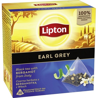 Lipton Černý čaj pyramidy Earl Grey 20 x 1,7 g