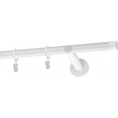 KovovégarnýžeCZ Rullo modern 19 mm Jednořadá Kroužky s žabkou bílá lesklá 320 cm