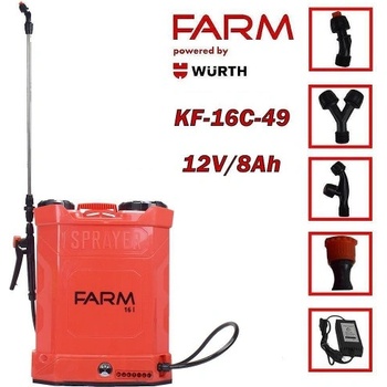 FARM Акумулаторна пръскачка 16 л, FARM KF-16C-49 By Wurth, 12V, 8Ah, 5.5 bar (KF-16C-49)