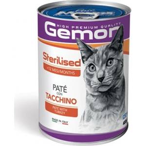 Gemon PATE CAT Sterilised with turkey - консерва - пастет за кастрирани котки в зряла възраст с пуйка 400 гр, Италия - 9954