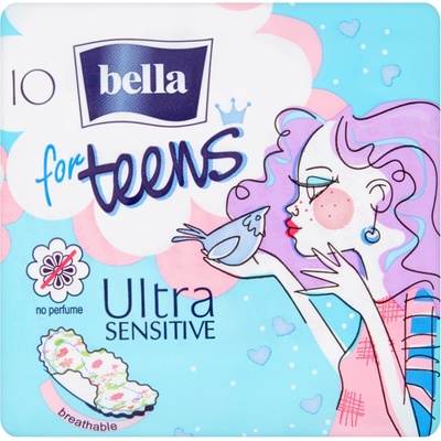 Bella For Teens Ultra Sensitive priedušné hygienické vložky s krídelkami 10 ks