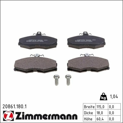 Sada brzdových destiček, kotoučová brzda ZIMMERMANN 20861.180.1 (208611801)