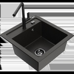 Mexen Vito гранитна кухненска мивка с 1 отделение и кухненски смесител Flora, (6503-75-670401-70-B)