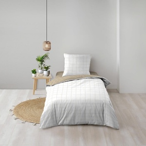 douceur d'intérieur Бяло/бежово единично памучно спално бельо 140x200 cm Cadria - douceur d'intérieur (1645117)
