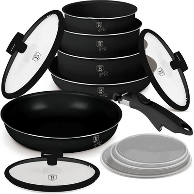 BERLINGERHAUS Sada nádobí s titanovým povrchem 12 ks Matte Black Collection BH-8248
