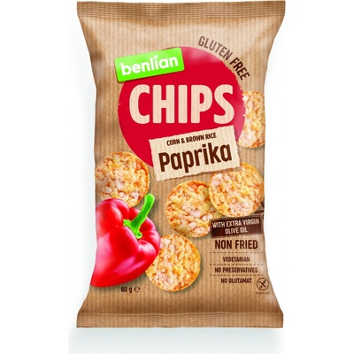 Benlian Rice Chips chipsy z kukuřice a hnědé rýže s příchutí papriky 60 g