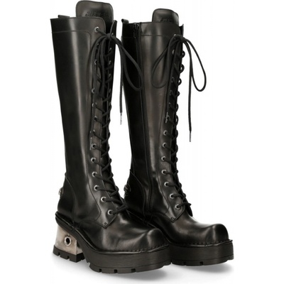 New Rock topánky kožené 14-eye Boots (236-S1) čierna