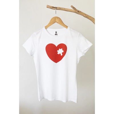 Černá na bílé tričko SRDCE-PUZZLE – Zbozi.Blesk.cz