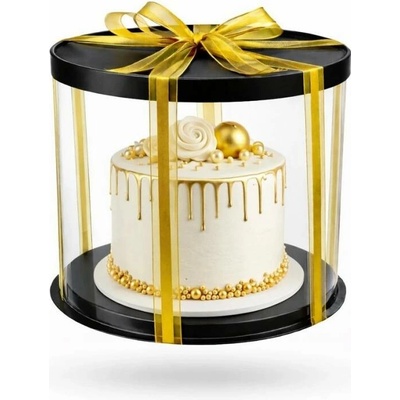 Cake Star Plastový kulatý box na dorty bez stuhy 4Cake černý (26 x 26 x 31 cm)