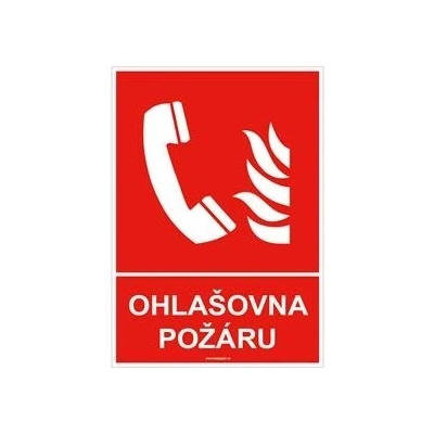 Ohlašovna požáru s textem - bezpečnostní tabulka, plast 1 mm 150x210 mm