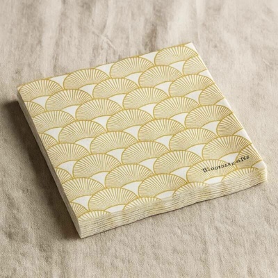 Bloomingville sada 20 bílých ubrousků se zlatými oblouky 33x33 cm
