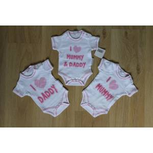 Nursery time Комплект 3 бодита I love. . . , 0м, 0/3м, 3/6м /за момиче/