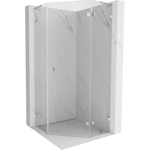 Mexen Lunar L петостенна душ кабина с десни врати 90 x 90 см, прозрачна, хром - 831L-090P-090L-01-00-P (831L-090P-090L-01-00-P)