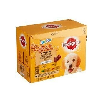 Pedigree Junior kuracie & jahňacie & hydinové & hovädzie s ryžou v želé 12 x 100 g