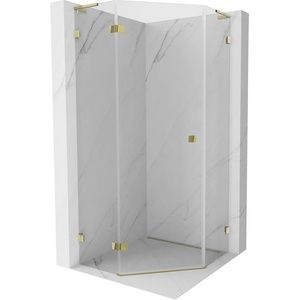 Mexen Lunar L петоъгълна лява душ кабина 90 x 90 см, прозрачна, златна - 831L-090L-090P-50-00-L (831L-090L-090P-50-00-L)