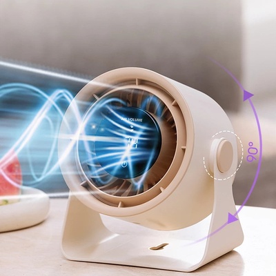 Вентилатор Atron F75, Настолен и стенен, 5 скорости, Батерия 3600mAh, USB зареждане, Регулируем ъгъл, Бежов (F75)