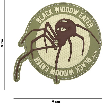 Gumová nášivka 101 Inc nápis Black Widdow Eater - coyote