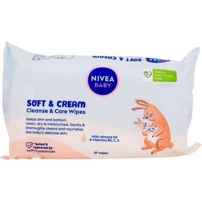 Nivea Baby Soft & Cream Cleanse & Care Wipes мокри кърпички за почистване 57 бр
