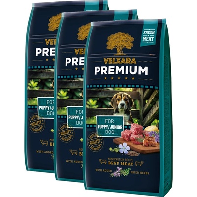 Velxara Premium Dog Junior Monoprotein Beef Meat 3 x 12 kg