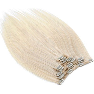 Clip in vlasy 40cm REMY lidské vlasy 100g platina