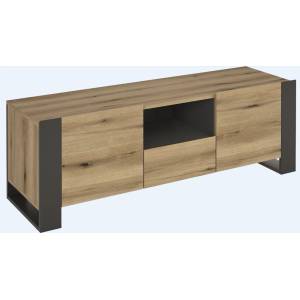 Bogdan Furniture Europe ТВ Шкаф Мебели Богдан Combo RTV/140-E20, Сив графит и Крайбрежен дъб Евок