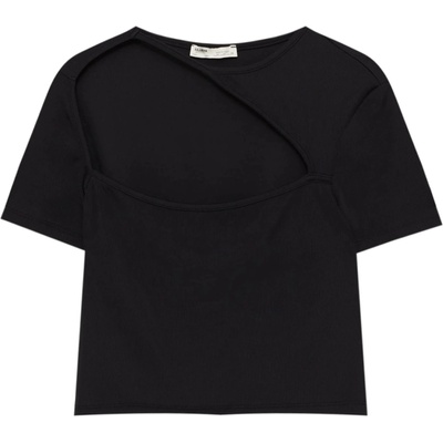 Pull&Bear Тениска черно, размер XL