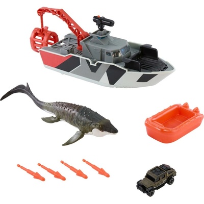 Mattel Jurský svět MB Velký záchranný člun s Mosasaurem, JGG61