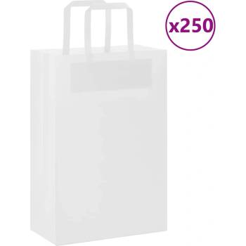 vidaXL Хартиени торбички 250 бр с дръжки бели 21x11x31 см (4101840)