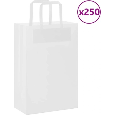 vidaXL Хартиени торбички 250 бр с дръжки бели 21x11x31 см (4101840)