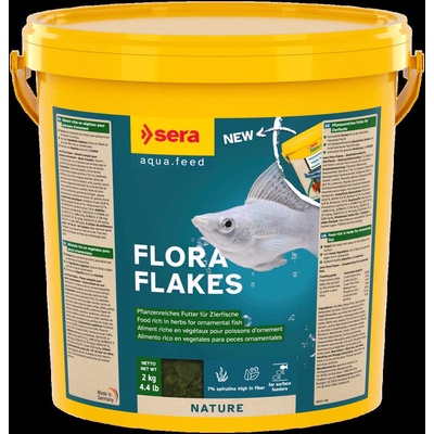Sera Sера флора Nature - Натурална храна за растителноядни рибки, със спирулна 10000мл, 2кг