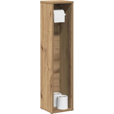 vidaXL Шкаф за баня с поставка за ролкови дрехи, дъбов, 20, 5x20x90 см (858514)