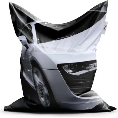 Sablio sedací vak Biele športové auto 150x100 cm