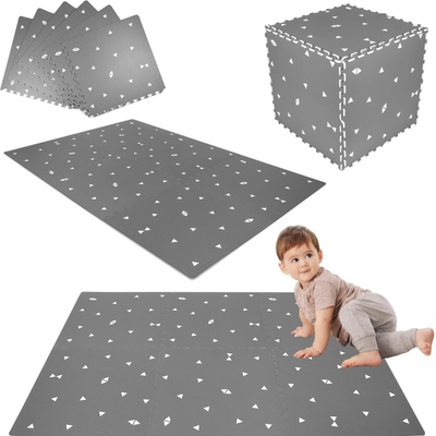 Humbi Pěnová podložka XXL 180 × 120 cm voděodolné puzzle šedé trojúhelníky 6 dílů – Zbozi.Blesk.cz