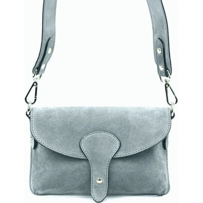 Malá pevná kožená semišová crossbody kabelka Luka no. 071 světlešedá