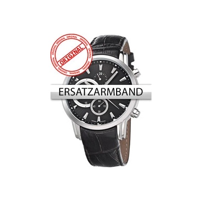 Bossart Replacement Strap Leather BW-1104 Black Silver Clasp (Replacement Strap Leather BW-1104 Black Silver Clasp)