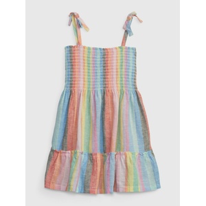 GAP Baby детска рокля с раета от лен GAP GAP | Oranzhev | Момичешки | 74-80