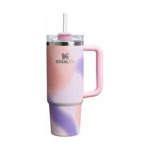 STANLEY 1913 Quencher H2.0 Flowstate Drinking Bottle with Straw 0.89L - Thermo Mug Cools Up to 9 Hours, 40 Ice Cooled - Thermos Bottle BPA Free Stainless Steel - Rose Petal Motion - 10-10829-402